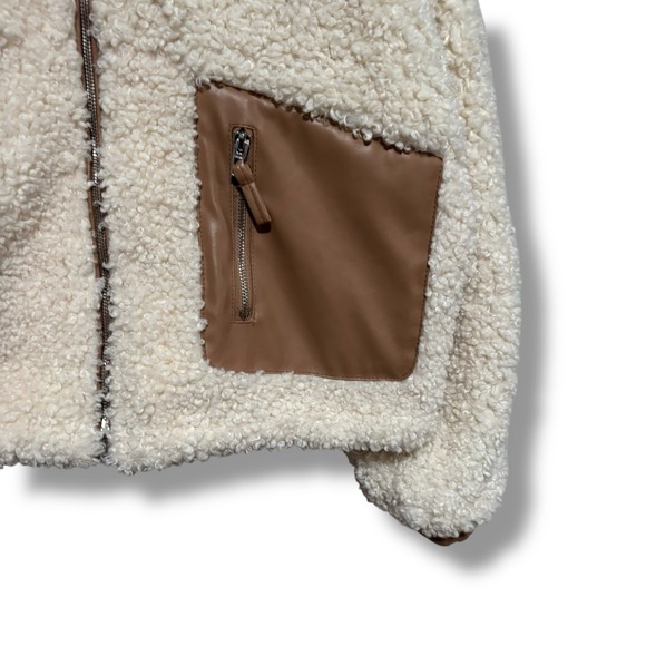 Blank NYC Cream Teddy Jacket with Brown Details - Picture 4 of 9